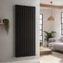 Refurbished Riace Midnight Black Vertical Flat Designer Radiator 1600x680mm Single Panel 4071 BTU