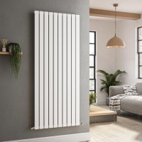 GRADE A2 - Riace White Vertical Flat Designer Radiator 1600x680mm Single Panel 4071 BTU