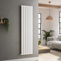 GRADE A2 - Riace White Vertical Flat Designer Radiator 1600x408mm Single Panel 2442 BTU
