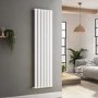 GRADE A2 - Riace White Vertical Flat Designer Radiator 1600x408mm Single Panel 2442 BTU