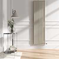 Refurbished Linen Vertical Smart Electric Radiator with Wi-Fi Thermostat - 2x1.2KW - H1800xW472 - Bathroom Safe