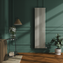 Refurbished Linen Vertical Smart Electric Radiator with Wi-Fi Thermostat - 2x1.2KW - H1800xW472 - Bathroom Safe