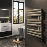 Refurbished Antique Brass Electric Towel Radiator 0.6kW with Wifi Thermostat - H650xW450mm