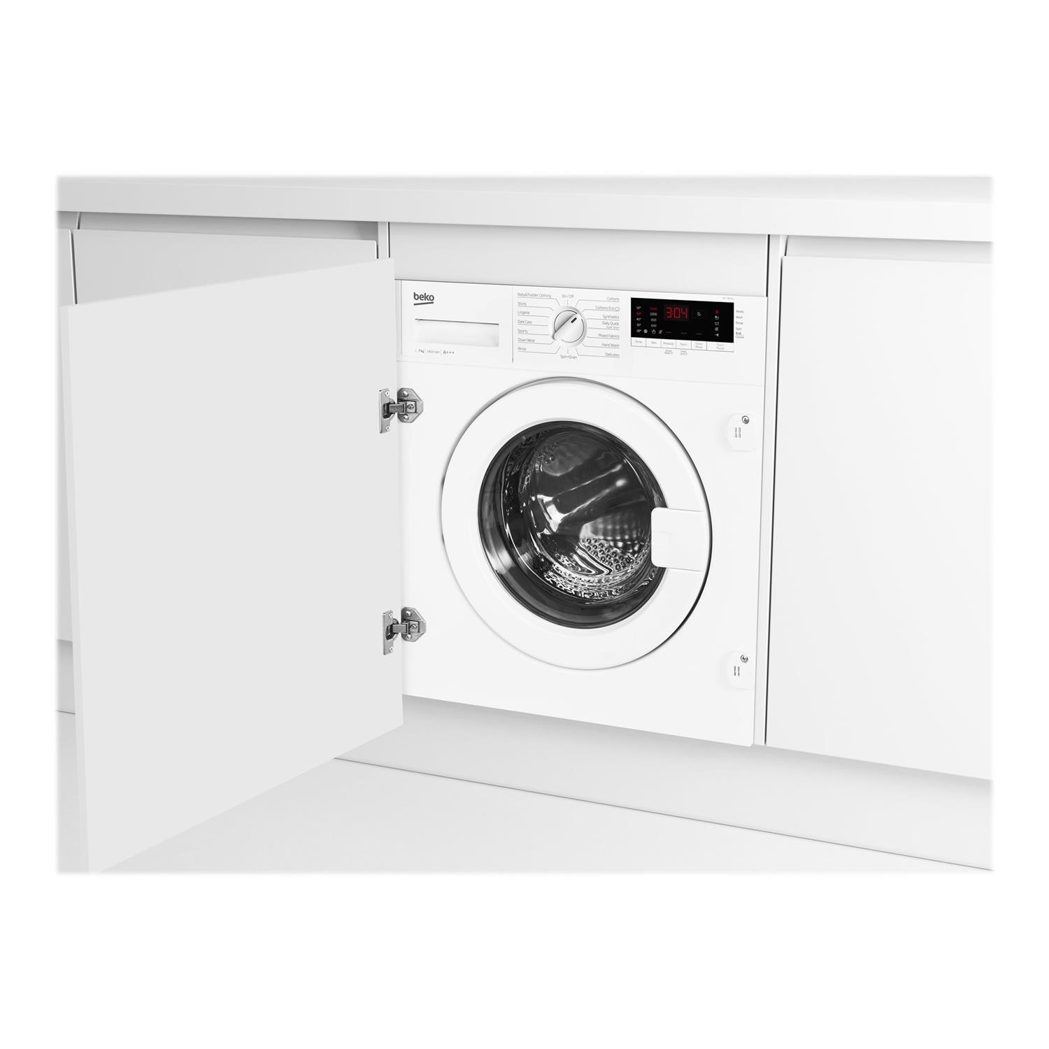 7Kg 1400 Spin Built In Washing Machine with LED Display in White Beko WIY74545 A++ 