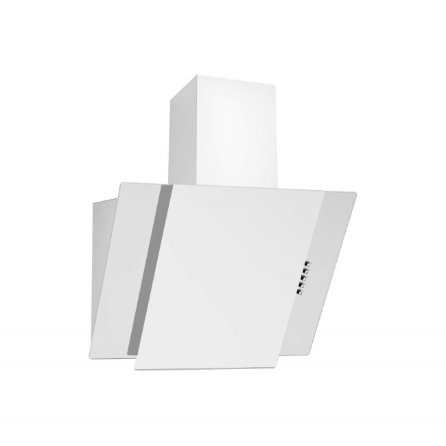electriQ 60cm Angled Chimney Cooker Hood White Glass eIQCHC60W