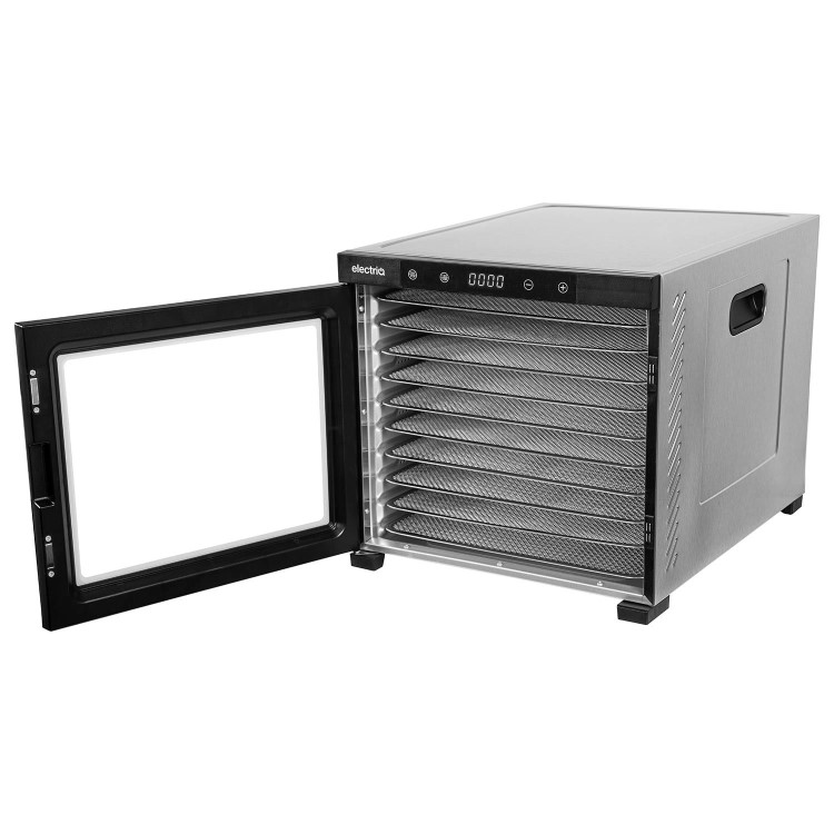 Refurbished electriQ eiQ10DDSS Commercial Style Digital Food Dehydrator & Dryer with 10 Shelves and 48 Hour Timer Stainless Steel