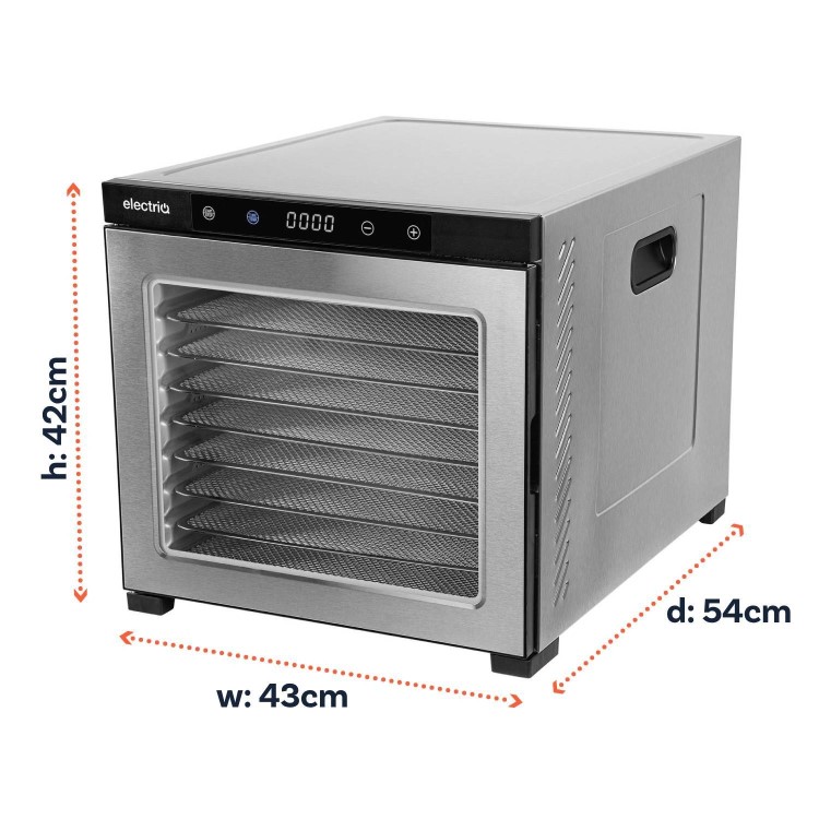 Refurbished electriQ eiQ10DDSS Commercial Style Digital Food Dehydrator & Dryer with 10 Shelves and 48 Hour Timer Stainless Steel