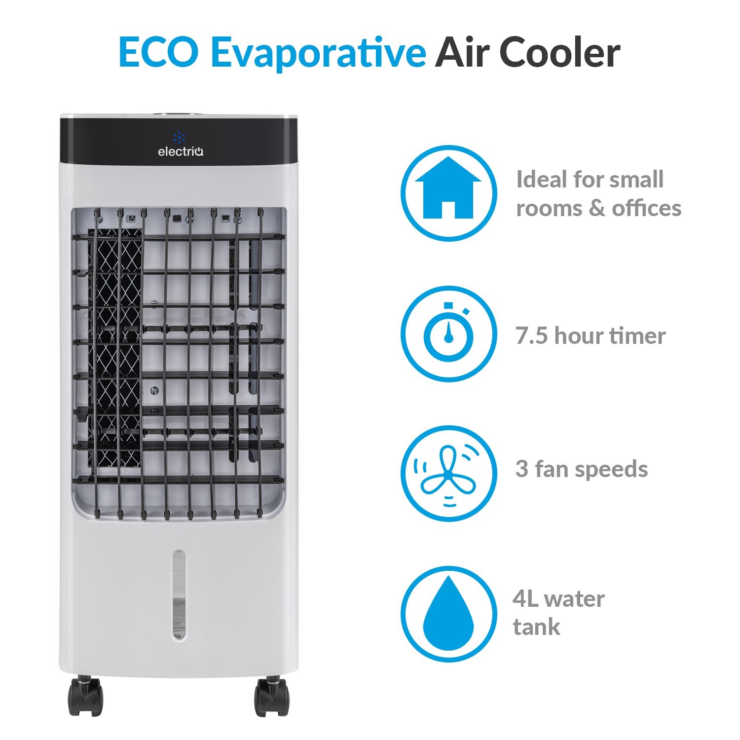 Refurbished electriQ Slimline ECO Evaporative Air Cooler with Built-in Air Purifier and Humidifier