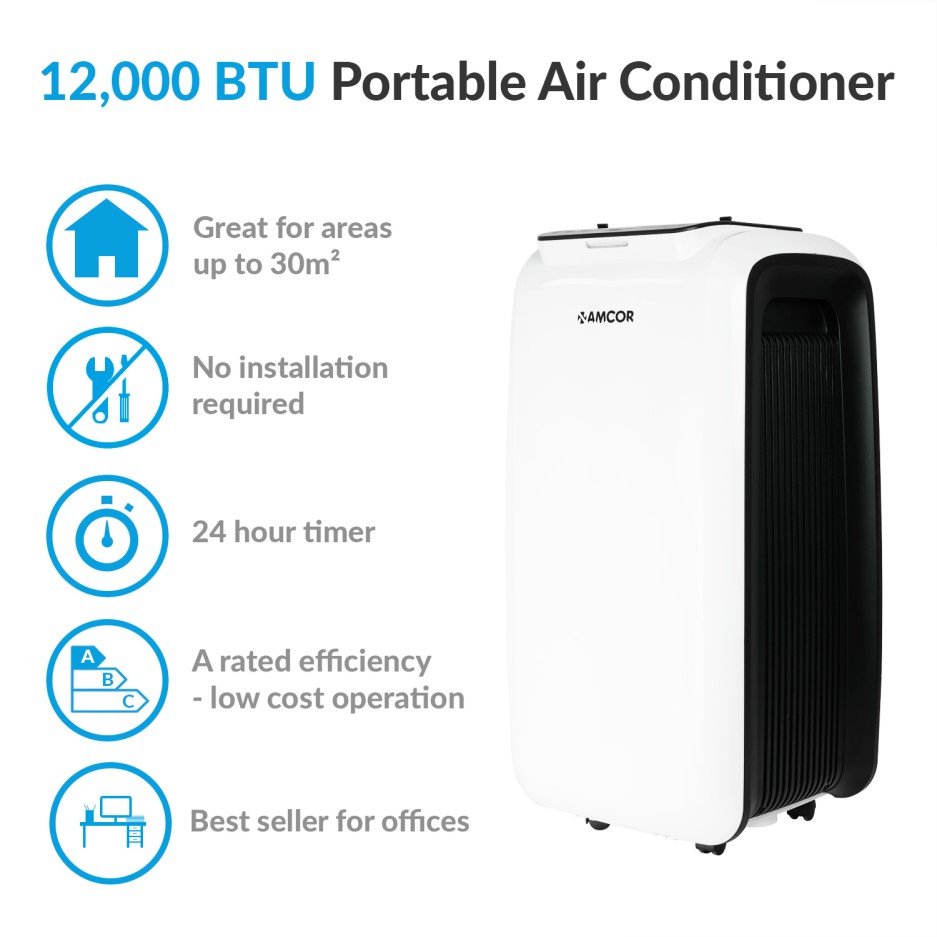Amcor 12000 BTU Portable Air Conditioner for rooms up to 30 sqm. PRICE