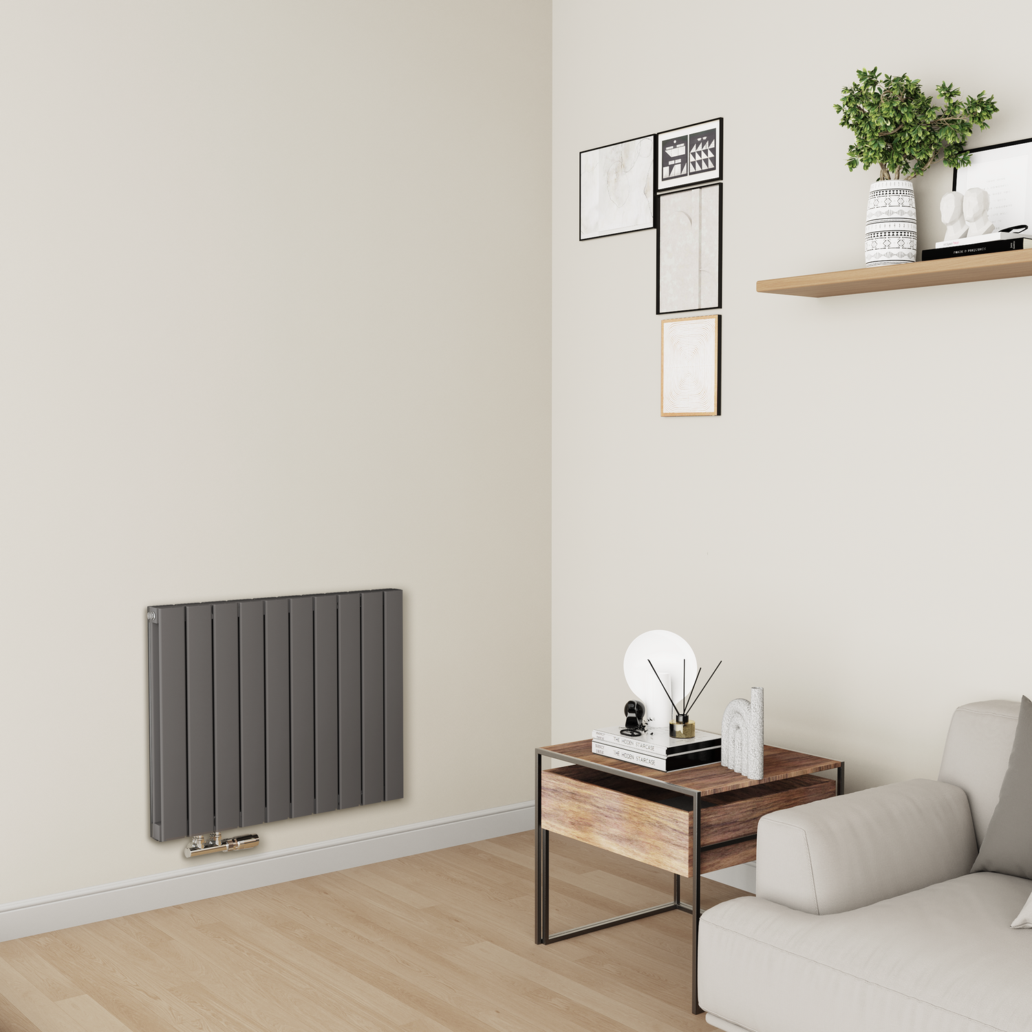 Horizontal Flat Aluminium Middle Connection Radiator 600x750mm Double Panel 3056 BTU