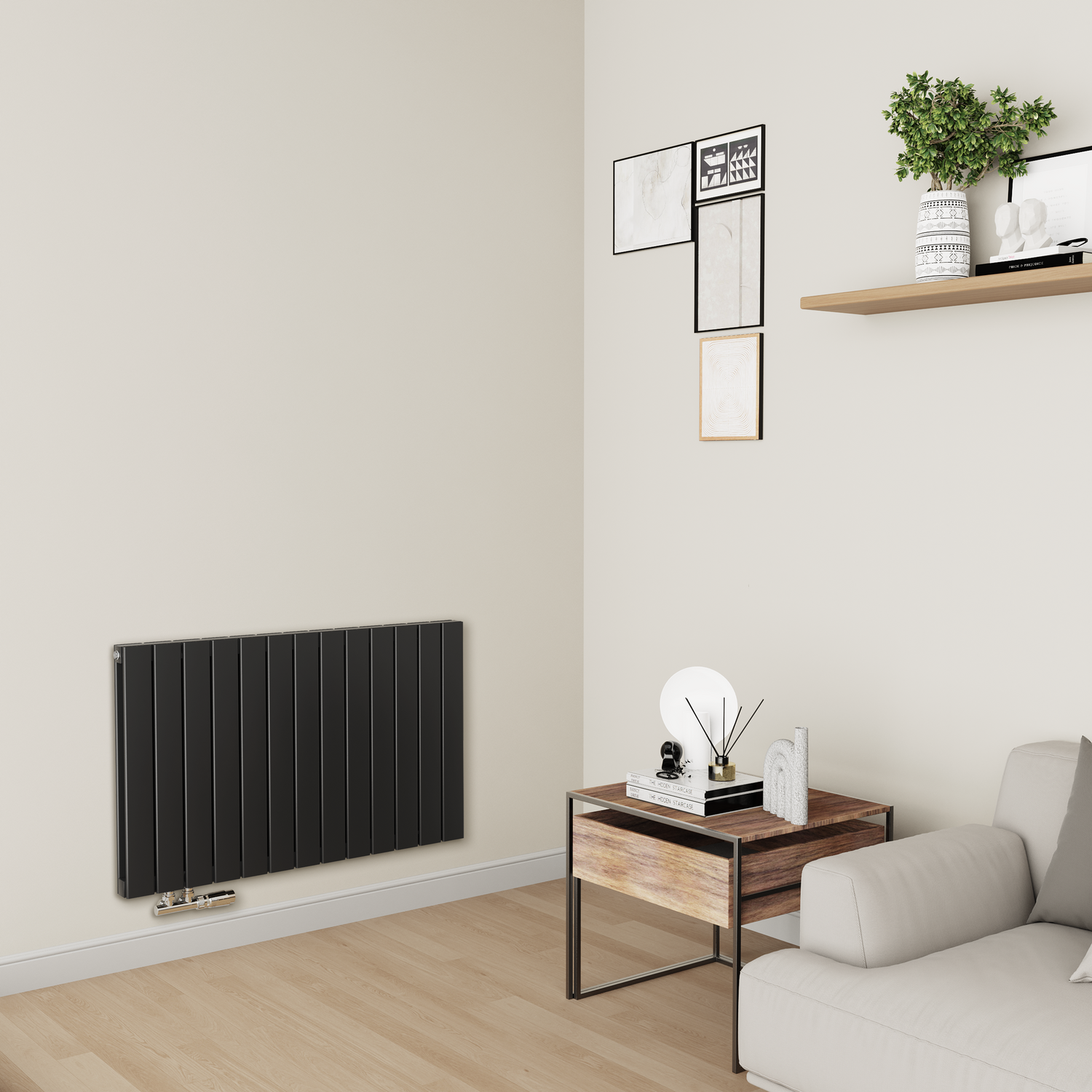 Midnight Horizontal Flat Aluminium Middle Connection Radiator 600x975mm Double Panel 3973 BTU
