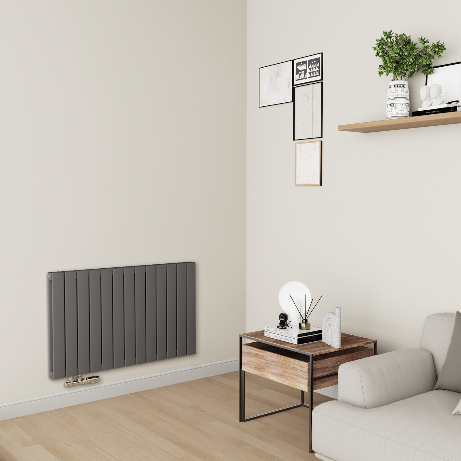 Horizontal Flat Aluminium Middle Connection Radiator 600x975mm Double Panel 3973 BTU