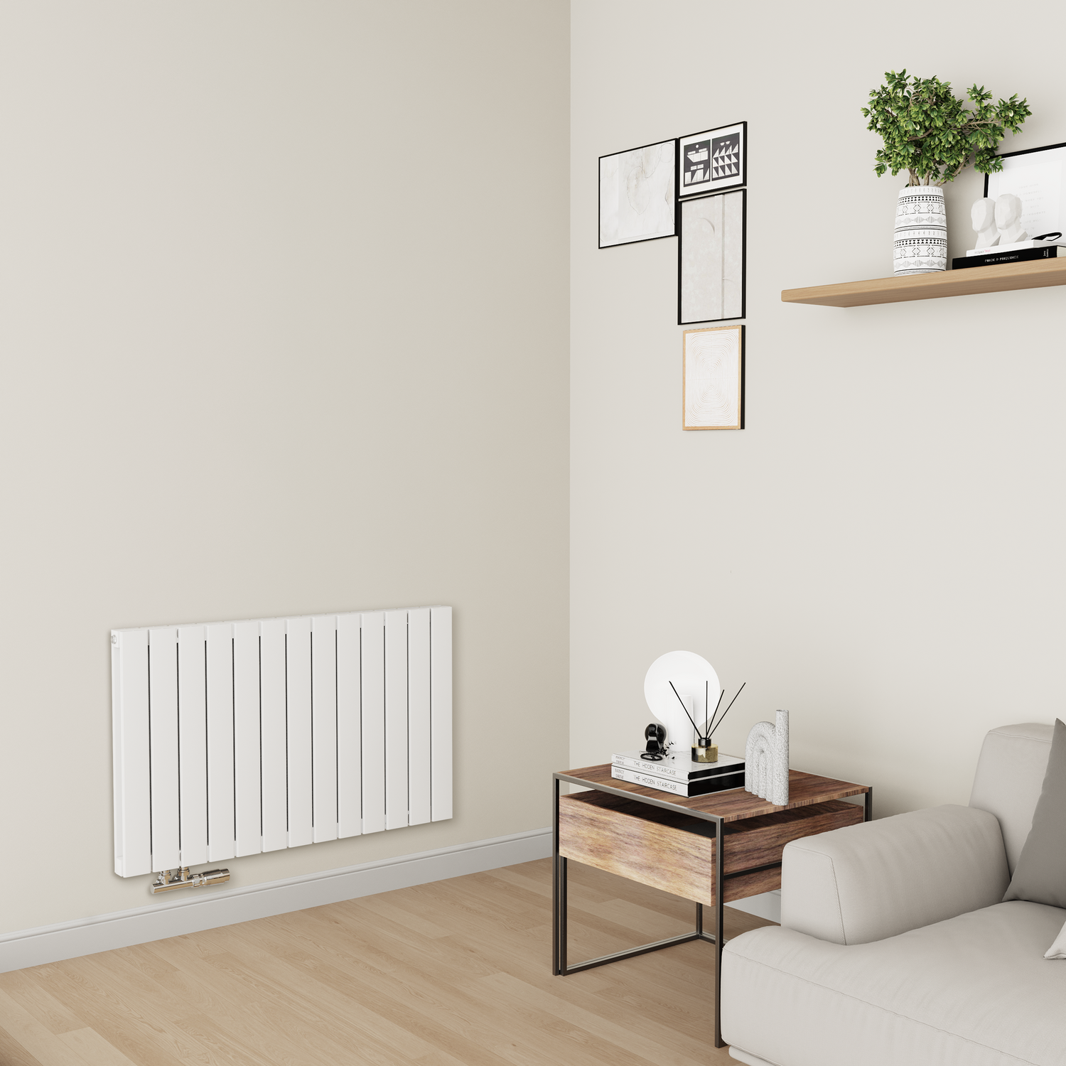 Eco Eleganza Horizontal Flat Aluminium Middle Connection Radiator 600X975mm Double Panel 3973 Btu ACHD13-600-WCF