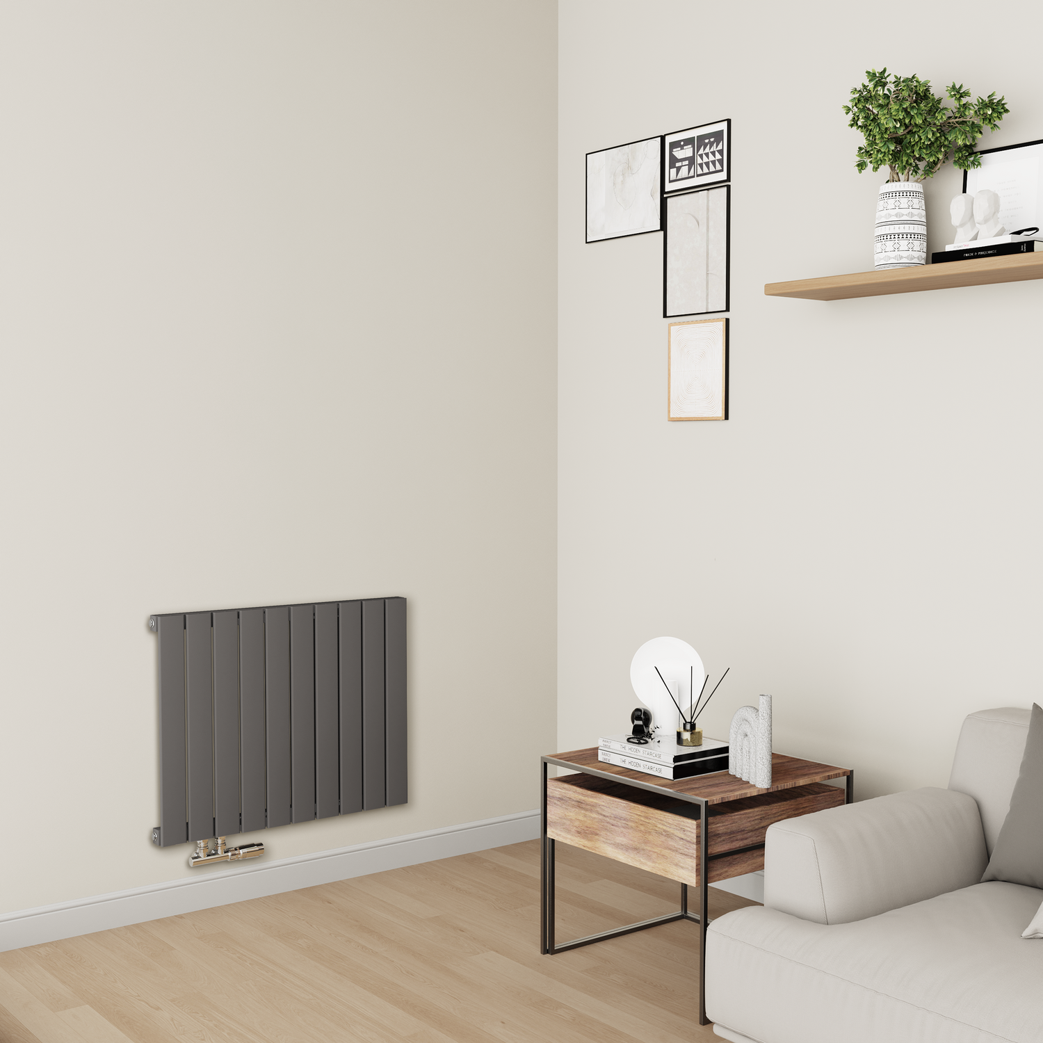 Horizontal Flat Aluminium Middle Connection Radiator 600x750mm Single Panel 2302 BTU