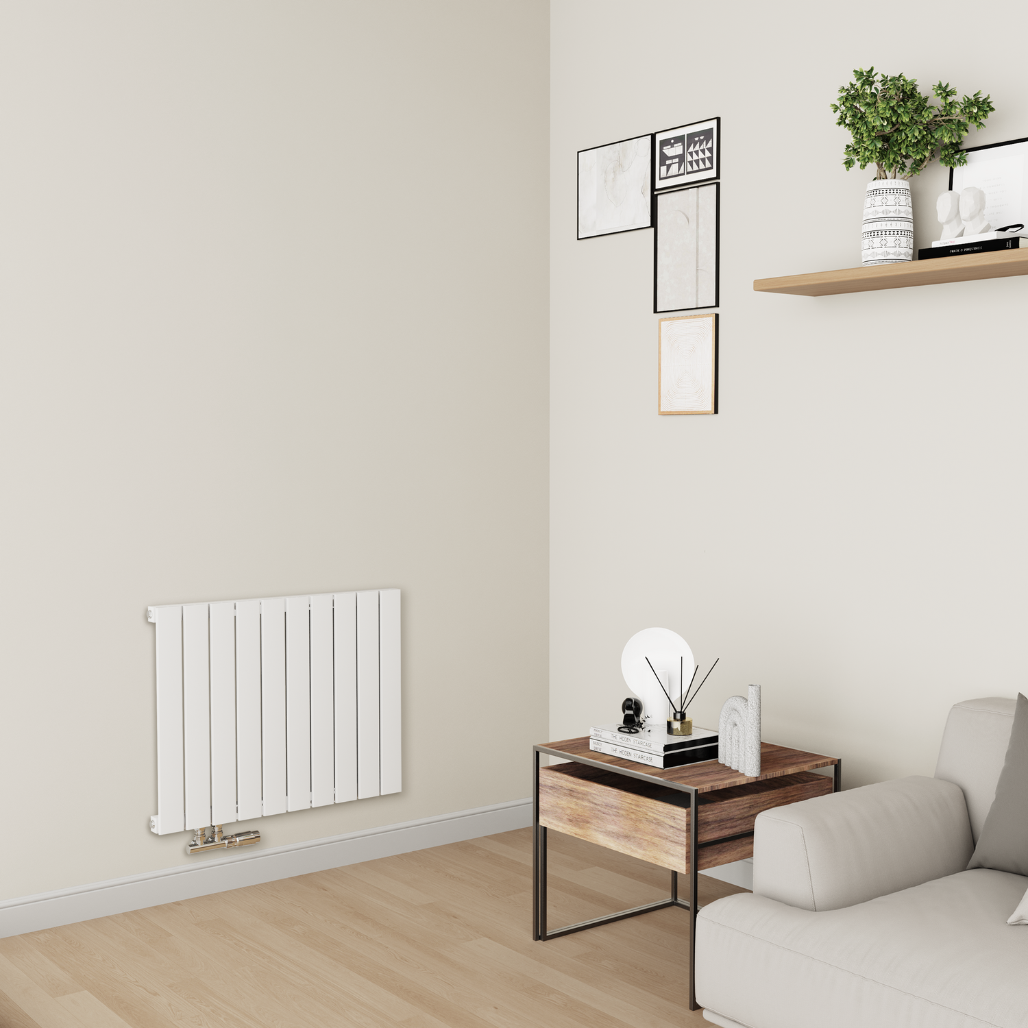 Horizontal Flat Aluminium Middle Connection Radiator 600x750mm Single Panel 2302 BTU