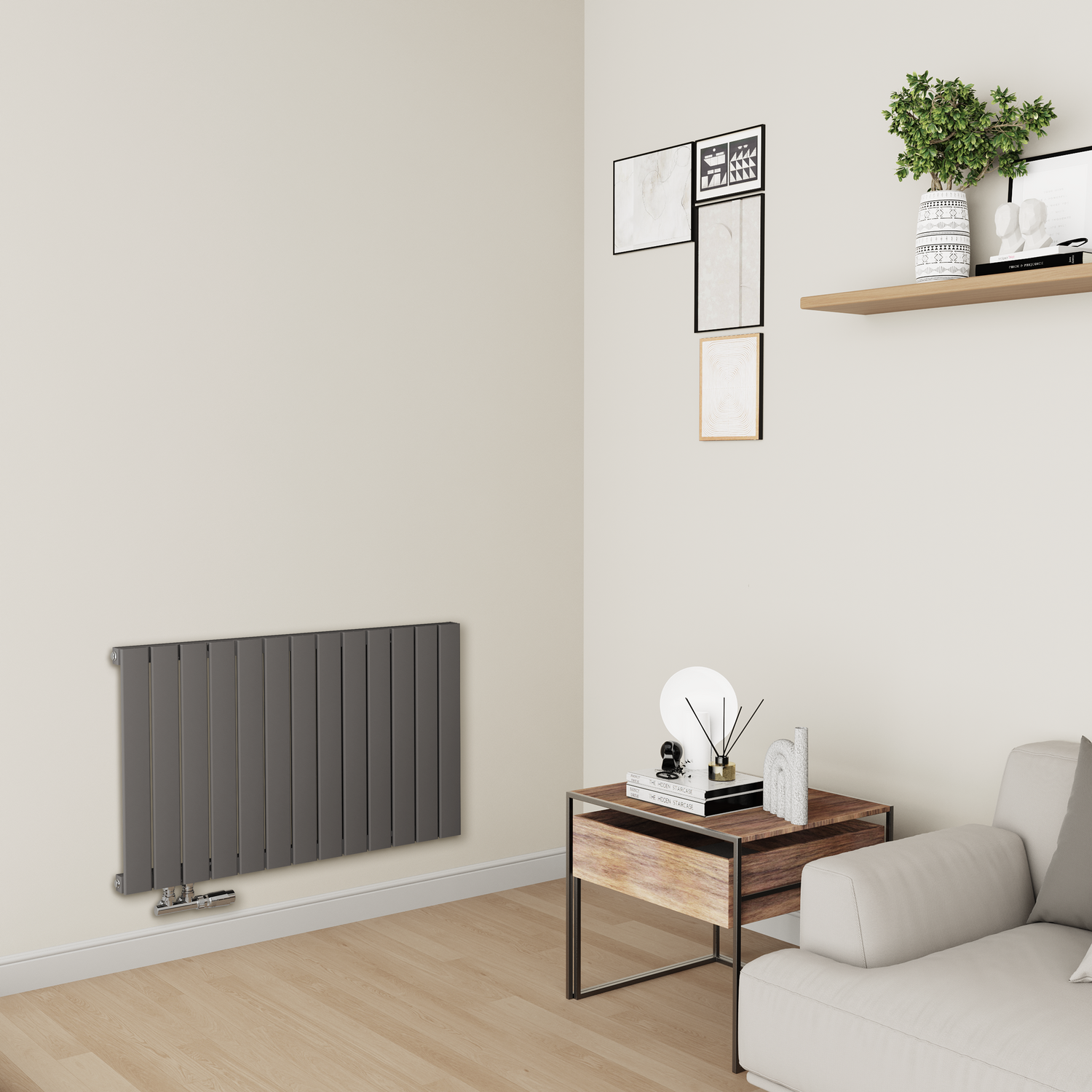 Horizontal Flat Aluminium Middle Connection Radiator 600x975mm Single Panel 2992 BTU