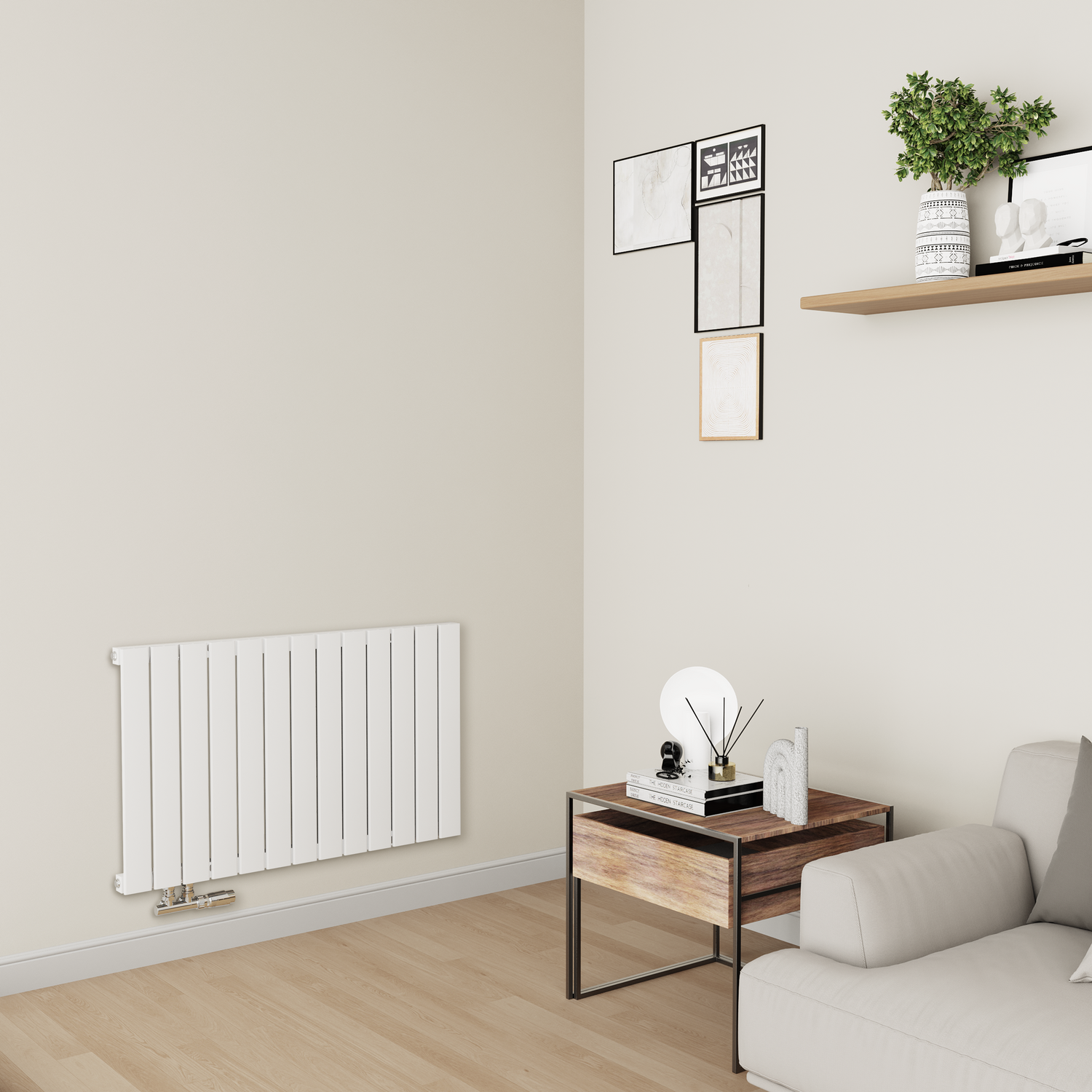 Horizontal Flat Aluminium Middle Connection Radiator 600x975mm Single Panel 2992 BTU