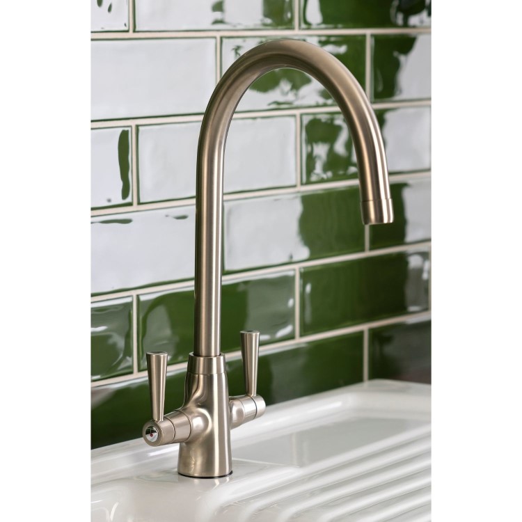 Abode Stamford Dual Lever Mixer Tap - Brushed Nickel