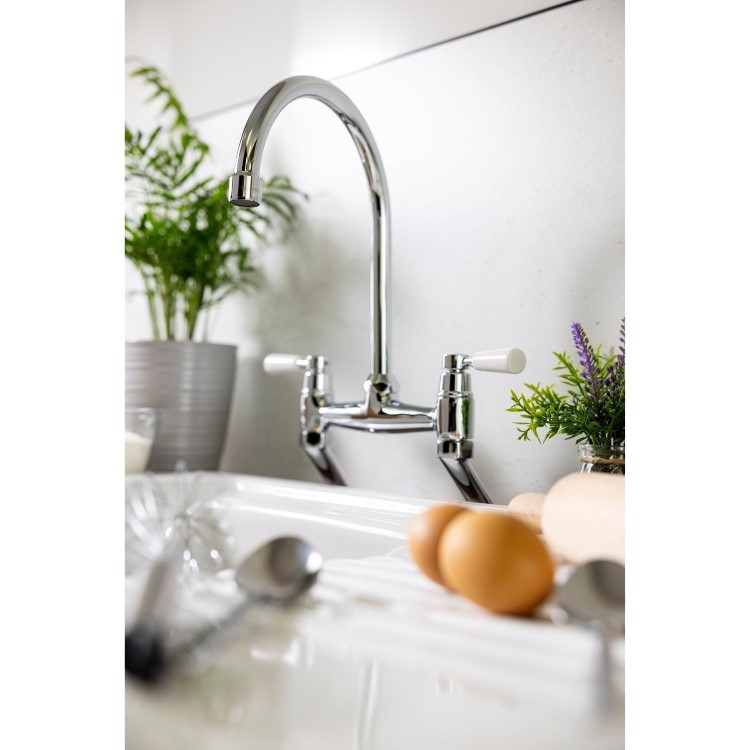 Abode Traditional Bridge Mixer Tap - Chrome