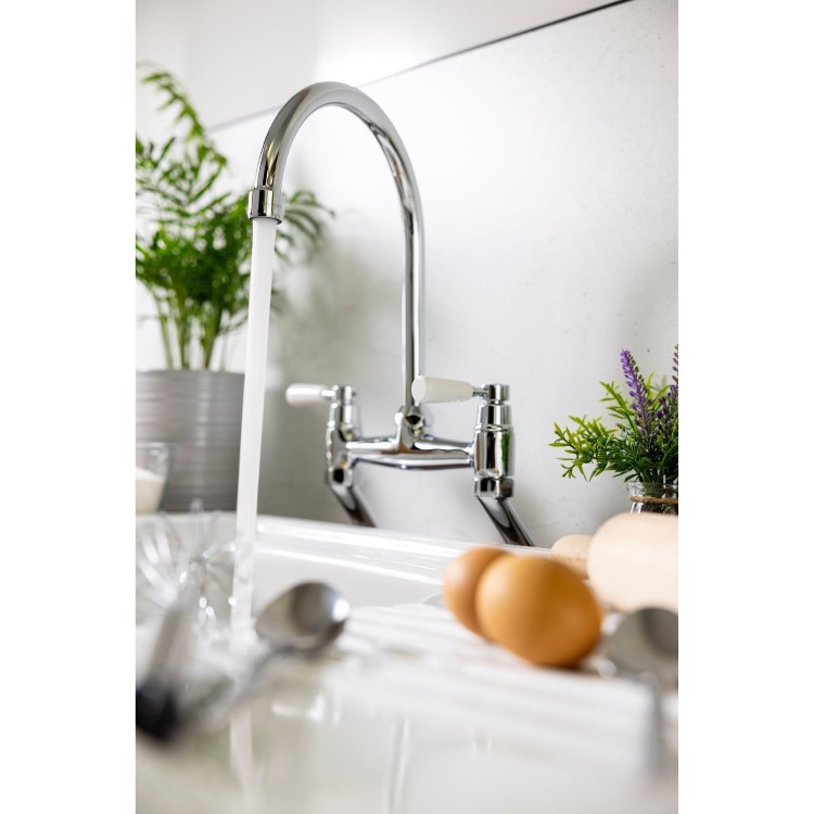 Abode Traditional Bridge Mixer Tap - Chrome