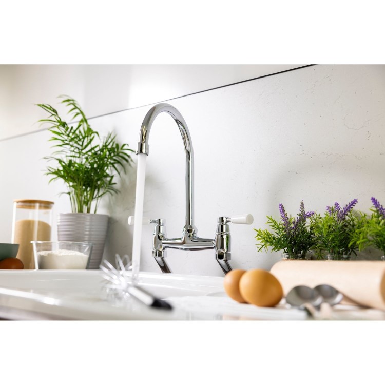 Abode Traditional Bridge Mixer Tap - Chrome