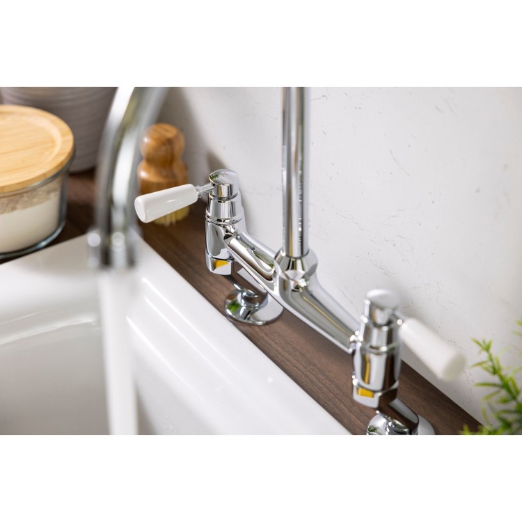 Abode Traditional Bridge Mixer Tap - Chrome