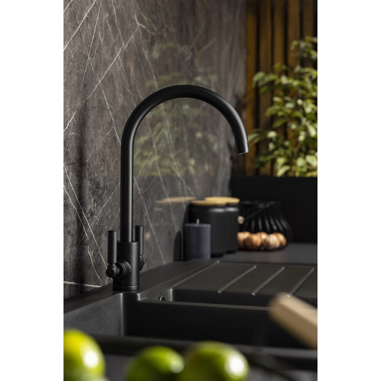 Abode Brolle Dual Lever Mixer Tap - Matt Black