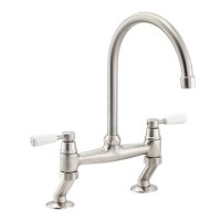 Abode Traditional Bridge Mixer Tap - Brushed Nickel