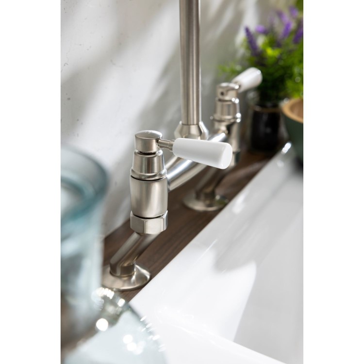 Abode Traditional Bridge Mixer Tap - Brushed Nickel