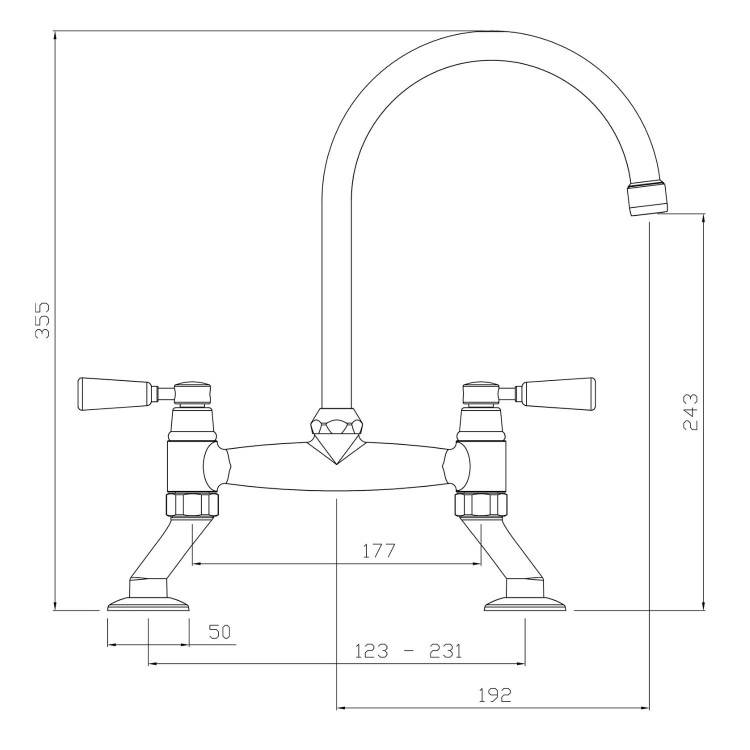 Abode Traditional Bridge Mixer Tap - Brushed Nickel
