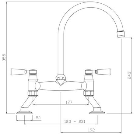 Abode Traditional Bridge Mixer Tap - Antique Brass