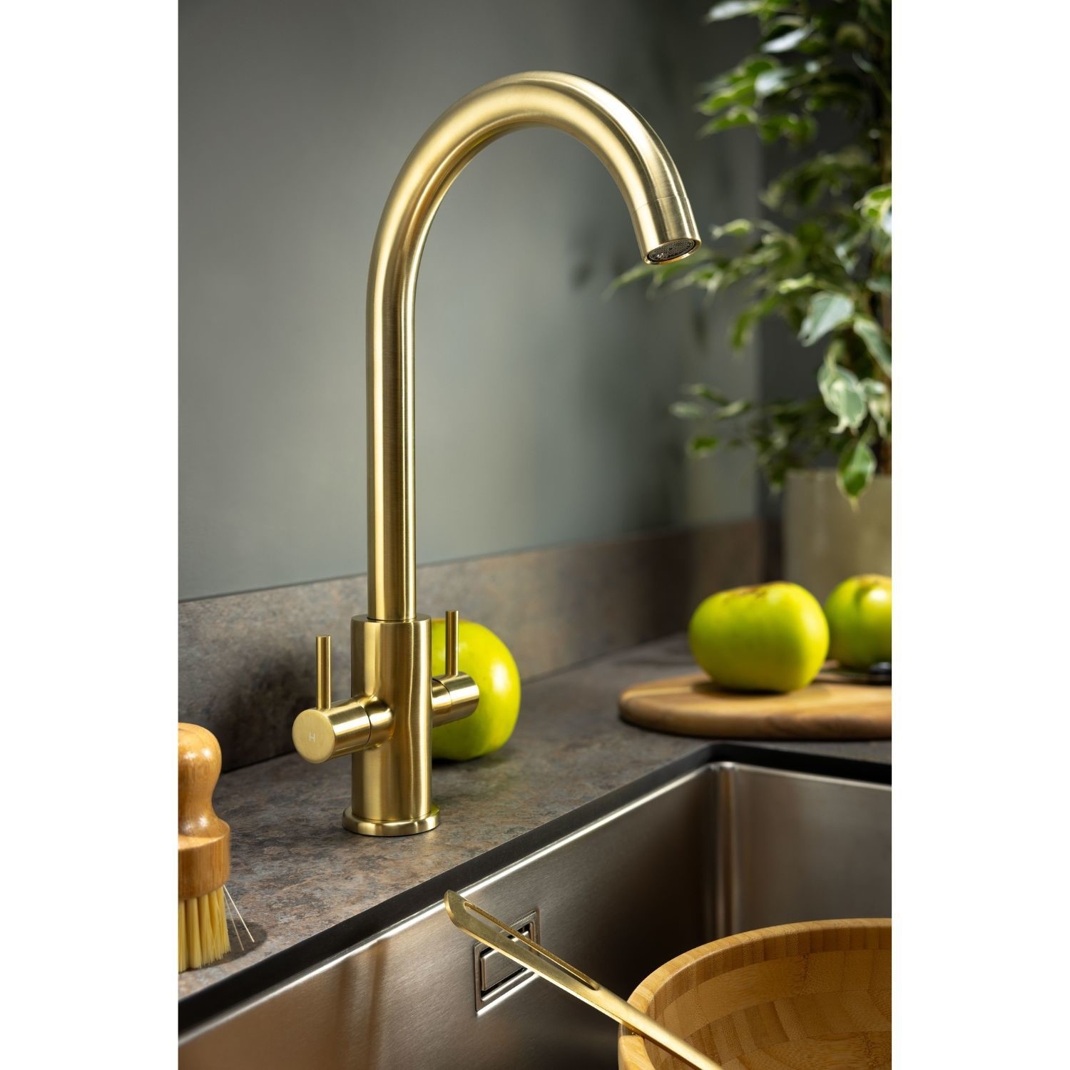 Abode Marido Dual Lever Mixer Tap Brushed  ACT3043