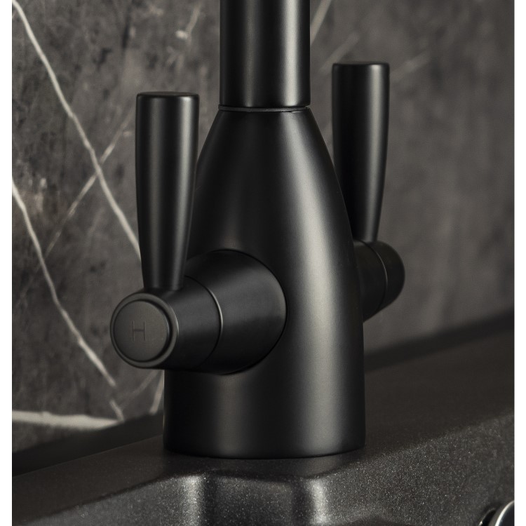 Abode Zermat Dual Lever Mixer Tap - Matt Black