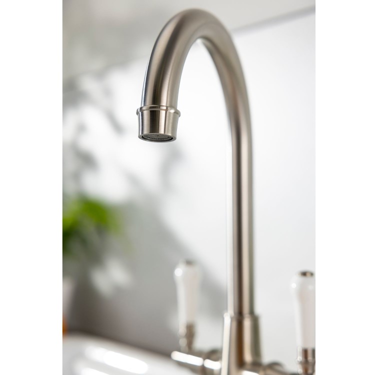 Abode Keswick Dual Lever Mixer Tap - Brushed Nickel