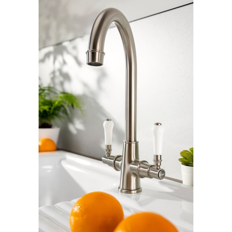 Abode Keswick Dual Lever Mixer Tap - Brushed Nickel