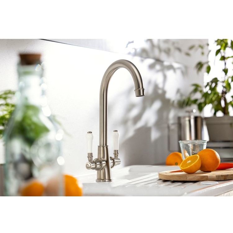 Abode Keswick Dual Lever Mixer Tap - Brushed Nickel