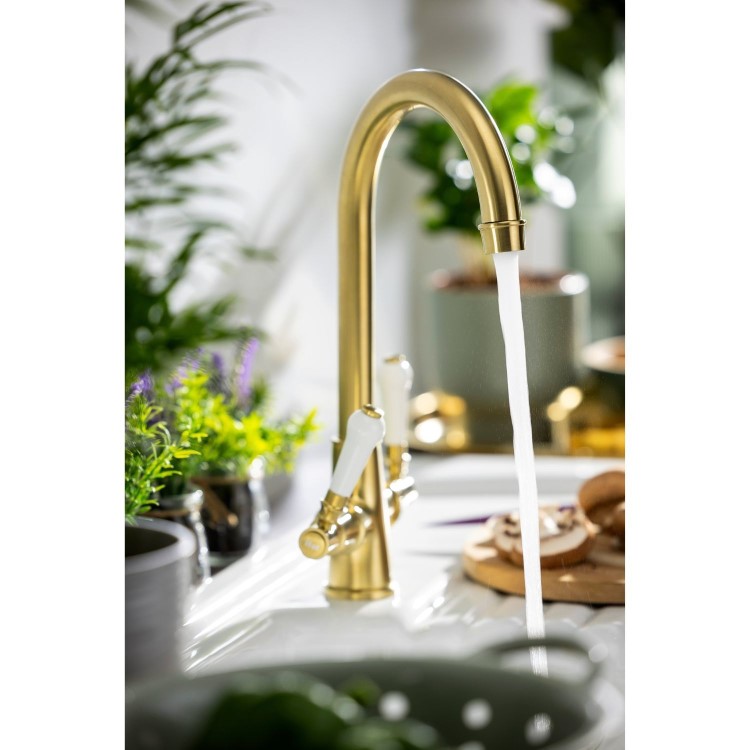 Abode Keswick Dual Lever Mixer Tap - Brushed Brass