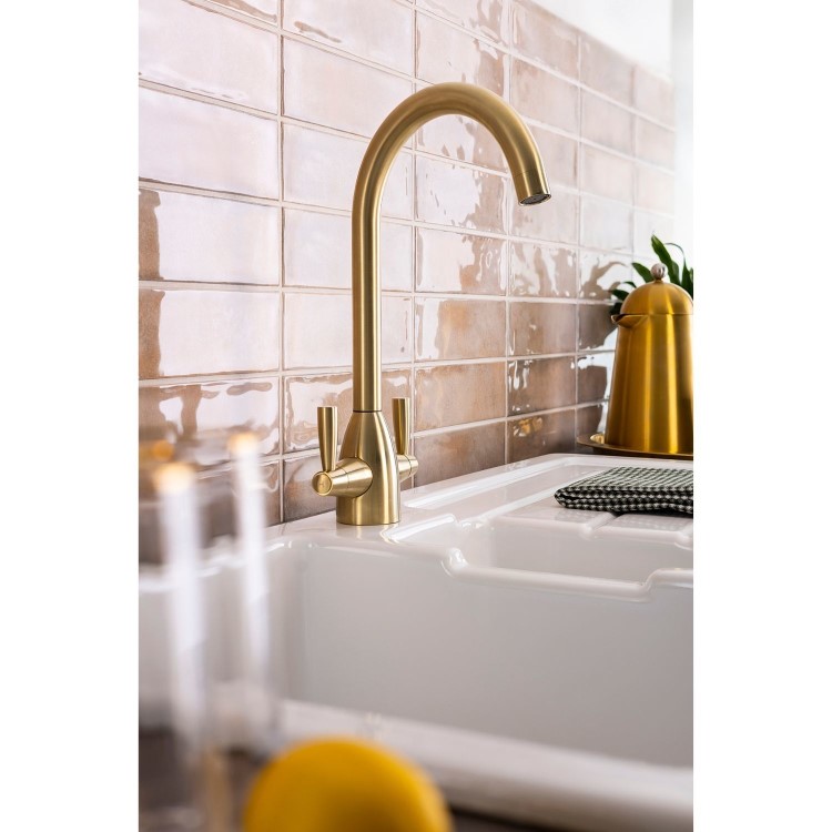 Abode Zermat Dual Lever Mixer Tap - Brushed Brass