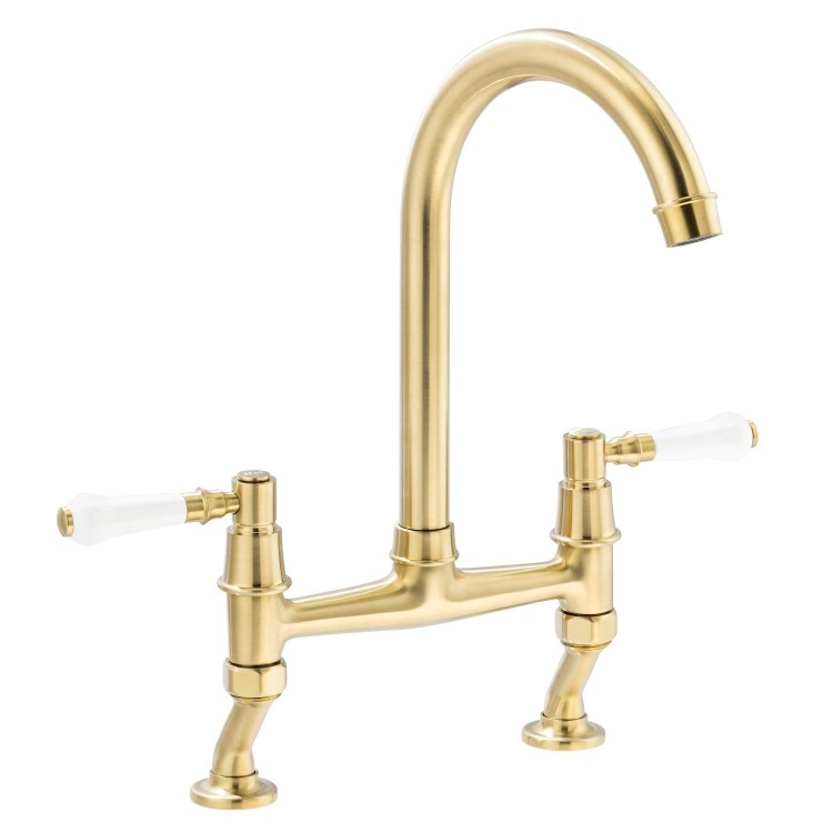Abode Keswick Bridge Traditional Mixer Tap - Brushed Brass