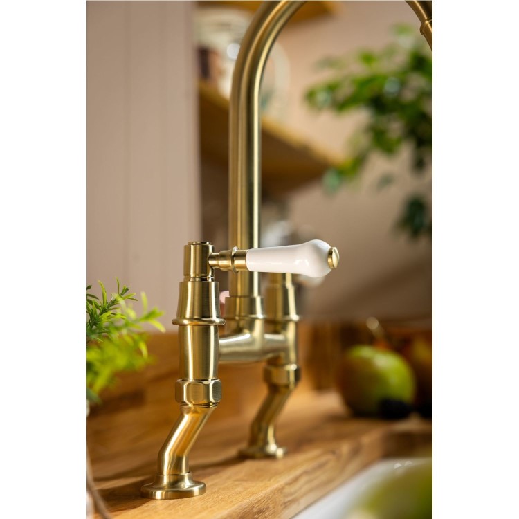 Abode Keswick Bridge Traditional Mixer Tap - Brushed Brass