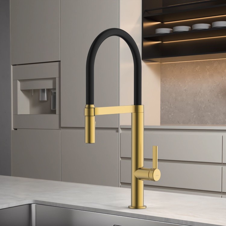 Abode Carbon Professional Spray Single Lever Mixer Tap - Brushed Brass