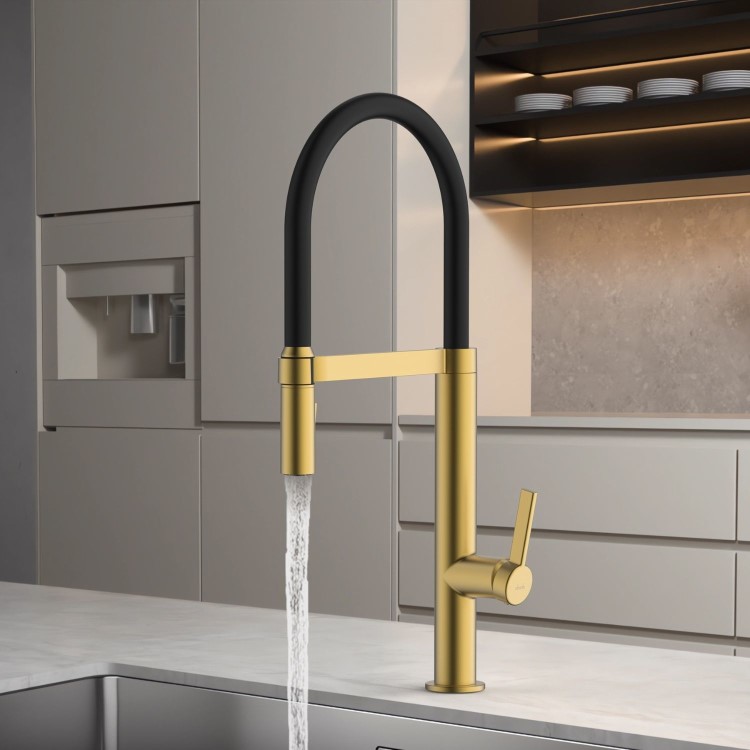 Abode Carbon Professional Spray Single Lever Mixer Tap - Brushed Brass