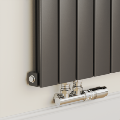 Eco Eleganza Midnight Black Vertical Flat Designer Aluminium Radiator 1600x375mm Single Panel 2546 BTU