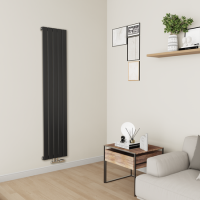 Eco Eleganza Midnight Black Vertical Flat Designer Aluminium Radiator 1800x375mm Single Panel 2823 BTU Eco Eleganza Midnight Black Vertical Flat Designer Aluminium Radiator 1800x375mm Single Panel 2823 BTU