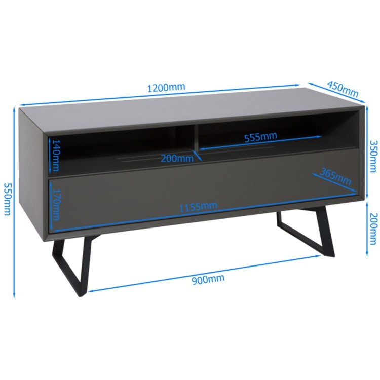 Alphason Carbon 1200 Grey and Black TV Stand