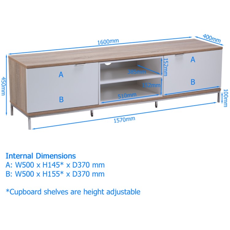 Alphason ADCH1600-CH Chaplin TV Cabinet for up to 70" TVs - Charcoal