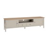 Wide Dove Grey &amp; Solid Oak TV Stand with Storage - TV&#39;s up to 77&quot; - Adeline