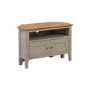 Corner TV Unit in Grey and Solid Oak with Storage - TV's up to 32" - Adeline