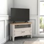 Corner TV Unit in Grey and Solid Oak with Storage - TV's up to 32" - Adeline