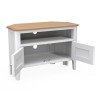 Small White &amp; Solid Oak Corner TV Stand with Storage - TV&#39;s up to 32&quot; - Adeline